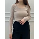 エイミーイストワール eimy istoire Uネックプレーンニット (PINK BEIGE)
