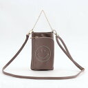 クーコ COOCO SMILEY/スタッズフェイクレザースマホショルダーバッグ (グレージュ)