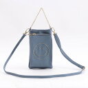 クーコ COOCO SMILEY/スタッズフェイクレザースマホショルダーバッグ (サックス)