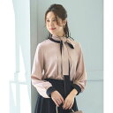 ルイルエブティック RUIRUE BOUTIQUE マルチway バイカラーボウタイブラウス (ピンクベージュ×ブラック)