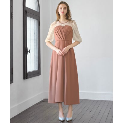 ガール GIRL ドットシフォンビスチェ風レースアップリボンフレアロング丈 結婚式 ワンピース ドレス (ピンク) ガール GIRL ドットシフォンビスチェ風レースアップリボンフレアロング丈 結婚式 ワンピース ドレス (ピンク)