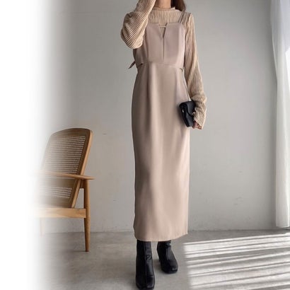 フィルー FILLOU FILLOU ウエストスリットバックリボンキャミワンピース (ベージュ) フィルー FILLOU FILLOU ウエストスリットバックリボンキャミワンピース (ベージュ)