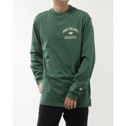 ニューバランス New Balance メンズ 長袖Tシャツ モックネック ロングスリーブTシャツ_ MT33552 (グリーン)