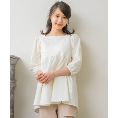 エムズエキサイト ems excite リボンジャガードチュニックBL （エクリュ）