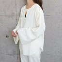 アクアガレージ aquagarage キーネックベルト2wayトップス 春 秋 M (アイボリー)