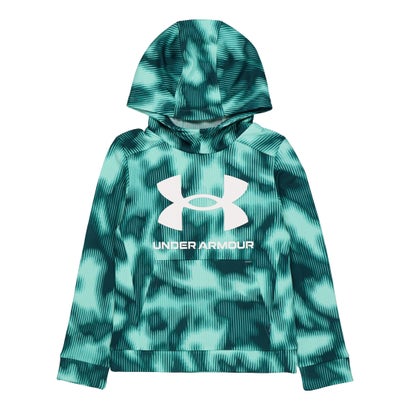 アンダーアーマー UNDER ARMOUR ジュニア スウェットフルジップ UAアーマーフリース プリント ビッグロゴ フーディー 1381173 （Neo Turquoise / / White）