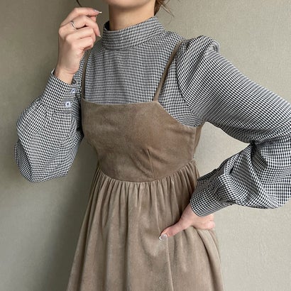 ジュノア JUNOAH バックリボンベロアキャミワンピース （グレージュ）