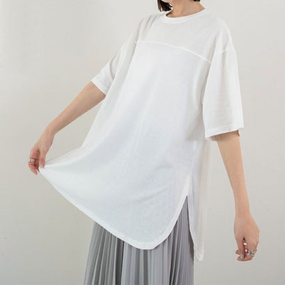 メゾンドラティール maison de LATIR サイドスリット半袖ビッグTシャツ (ホワイト)