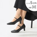 イング ing 【3E】スクエアトゥパンプス (ブラック)