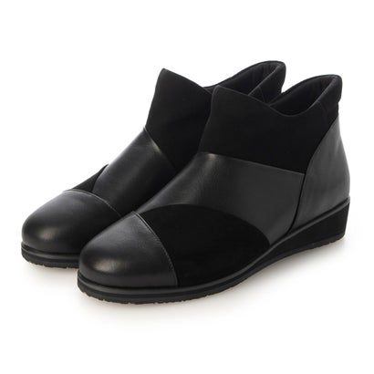 アトリエ Atelier 【撥水】【防滑】【3E】カッティングデザインショートブーツ （ブラック）