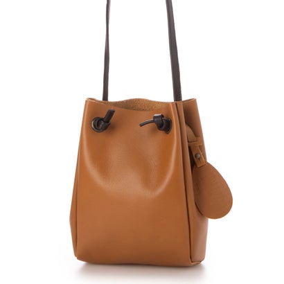 イタリコ ITALICO 姫路レザー 巾着 ショルダー ポーチ サコッシュ スマホショルダー （キャメル×ダークブラウン）