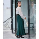 ビス VIS 【VIS dress】チュールパールブラウス&ジャガードワンピースセット (カーキ(36))