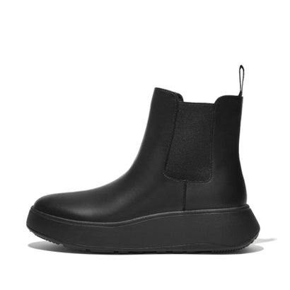 フィットフロップ fitflop F-MODE LEATHER FLATFORM CHELSEA BOOTS （All Black）