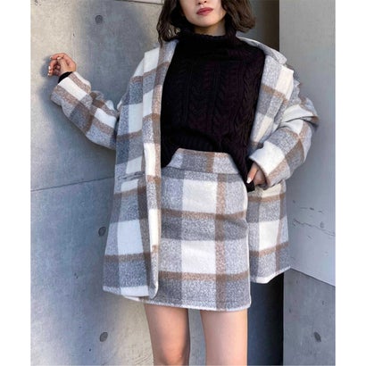 スパイラルガール SPIRALGIRL チェック柄オーバージャケット （グレー系）【セットアップ対応】