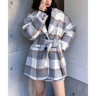 スパイラルガール SPIRALGIRL チェック柄オーバージャケット （グレー系）【セットアップ対応】