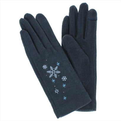 ローラ アシュレイ LAURA ASHLEY 婦人 ジャージ手袋 スマホ対応 五本指 (D/ネイビー)