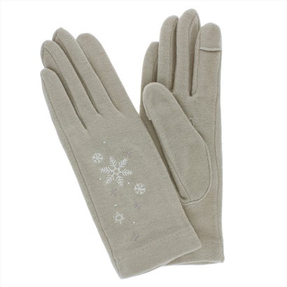 ローラ アシュレイ LAURA ASHLEY 婦人 ジャージ手袋 スマホ対応 五本指 (S/ベージュ)