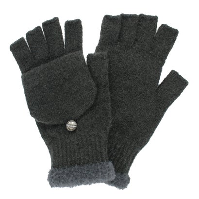 ローラ アシュレイ LAURA ASHLEY 婦人 ニット手袋 指切り (チャコール)