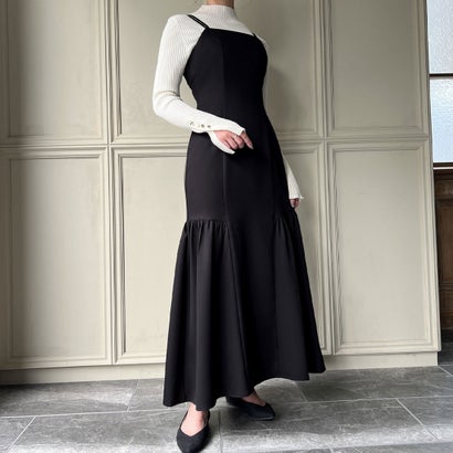 ジュノア JUNOAH ダブルストラップ裾切替マーメイドキャミワンピース （ブラック）のサムネイル