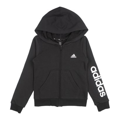 アディダス adidas ジュニア スウェットフルジップ YG ESS LIN スウェットフーディ IC3584 （ブラック/ホワイト）