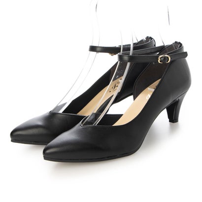 アイケープラス IKplus 【日本製】【レイン対応】美脚姿勢ブイカットライン ネックベルトパンプス【晴雨兼用】 1935 ■ （ブラックスムース）