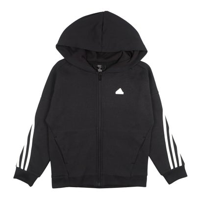 アディダス adidas ジュニア スウェットフルジップ フューチャーアイコン スリーストライプス フルジップフード付キ トラックトップ HR6317 （ブラック/ホワイト）