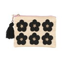 カンカン KANKAN フラワービーズ刺繍ポーチ (ベージュ)