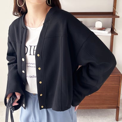 ジーラ GeeRA ダンボールショート丈ブルゾンカーディガン （ブラック）のサムネイル