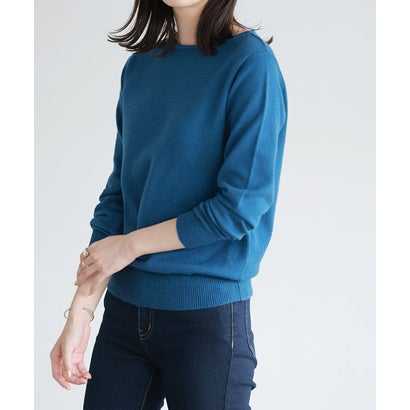 ピエロ Pierrot ネックが選べるもっちりカシミヤタッチニット （インディゴブルー） 【ボートネック】