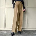 ジュノア JUNOAH ベルト付きヘリンボーンハイウエストパンツ (ベージュ)