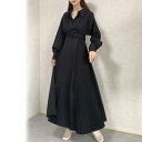 ジュノア JUNOAH カシュクールデザインプリーツワンピース (ブラック)