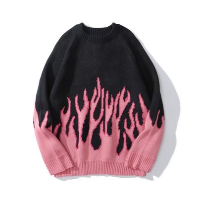 アットマーベラス At Marvelous ファイヤー フレイム ニット トップス セーター ジャカード メンズ レディース 男女兼用 ユニセックス 派手 かっ...