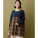 ヴィオラ エ ヴィオラ Viola e Viola 裏起毛チェック柄切替チュニック (グレー系チェック)