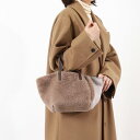 クーコ COOCO ポーチ付リバーシブルムートン風配色バッグ (グレージュ)