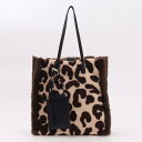 クーコ COOCO ポーチ付リバーシブルムートン風2WAYバッグ/A4対応 (ヒョウ)