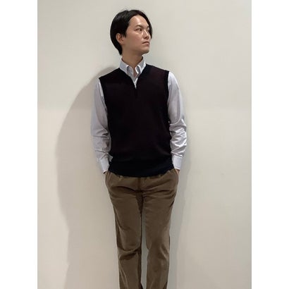 楽天LOCOMALL（ロコンド公式ストア）トーキョーシャツ TOKYO SHIRTS キーネックジップニットベスト メンズ （ブラック×エンジ）