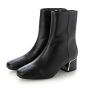 ナチュラルフレックス NATURAL FLEX Unique Chunky Heel Ankle Boots (BLACK)