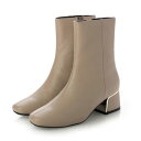 ナチュラルフレックス NATURAL FLEX Unique Chunky Heel Ankle Boots （BEIGE）