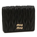 ミュウミュウ 財布（レディース） ミュウミュウ Miu Miu 二つ折り財布 マテラッセ ミニ財布 ブラック レディース Miu Miu 5MV204 2FPP F0002 MATELASSE NERO ロゴ （NERO）