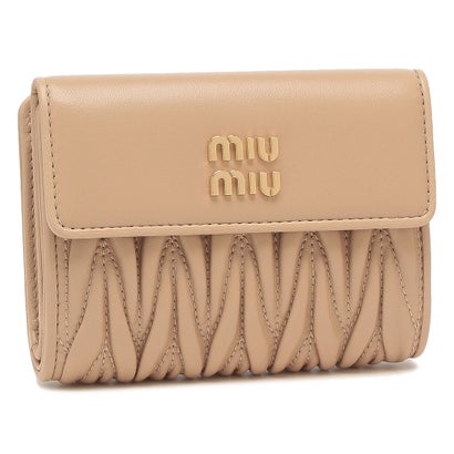 ミュウミュウ Miu Miu 三つ折り財布 マテラッセ ミニ財布 ベージュ レディース Miu Miu 5ML002 2FPP F0036 MATELASSE SABBIA ロゴ （SABBIA）