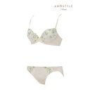 アモスタイル バイ トリンプ AMOSTYLE BY Triumph エントリーコレクション ブラ&ショーツセット ウォータリングフラワー 509 Eカップ 【返品不可商品】 (エクリュ)