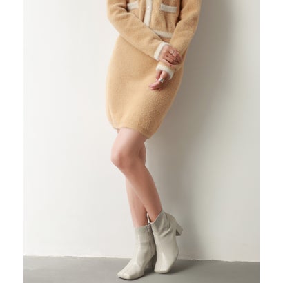 セゾンドパピヨン SAISON DE PAPILLON ふわふわシャギーニットミニスカート （ブラウン）