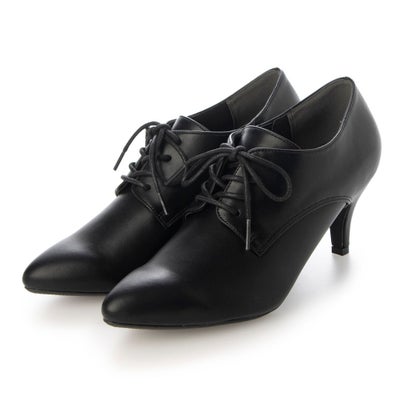 マフモフ Mafmof Realta(レアルタ)6.5cmヒールソフトポインテッドトゥレースアップブーティー （ブラック・PU）