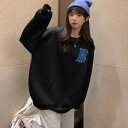 ショッピングゴー shoppinggo トレーナー レディース スウェット Tシャツ韓国 英字ロゴ 長袖 トップス ゆったり プルオーバー 韓国風 チュニックロ...