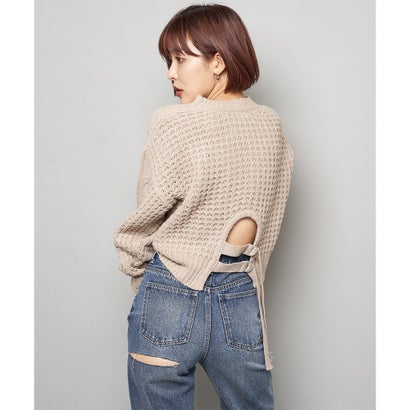 スパイラルガール SPIRALGIRL バックテープ使いケーブルニット （ベージュ）