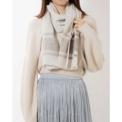 カシュネ cache nez カシミヤボーダー縮絨マフラー (GY) カシュネ cache nez カシミヤボーダー縮絨マフラー (GY)