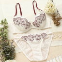 パリーゼ Palissee 【EFカップ】ラメフラワーレース 3/4カップブラ&ショーツ【返品不可】 【返品不可商品】 (アイボリー)