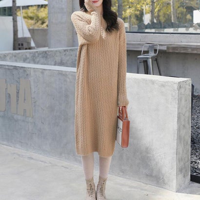 デューリリー Dewlily ボトルネックリブニットワンピース レディース 10代 20代 30代 韓国ファッション 可愛い 秋 冬 上品 大人 長袖 暖かい ...