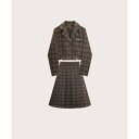 ラポミ プチ LA POMME petit Plaid Short Coat Set Up チェック柄ショートコートセットアップ （Brown）