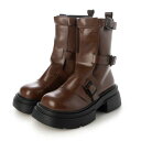 トミエコ Tomieco ベルトデザイン ボリューム底ブーツ (BROWN)